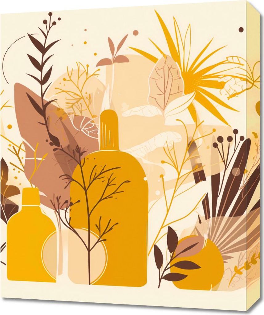 Bild 50x60cm Goldene Pflanzen