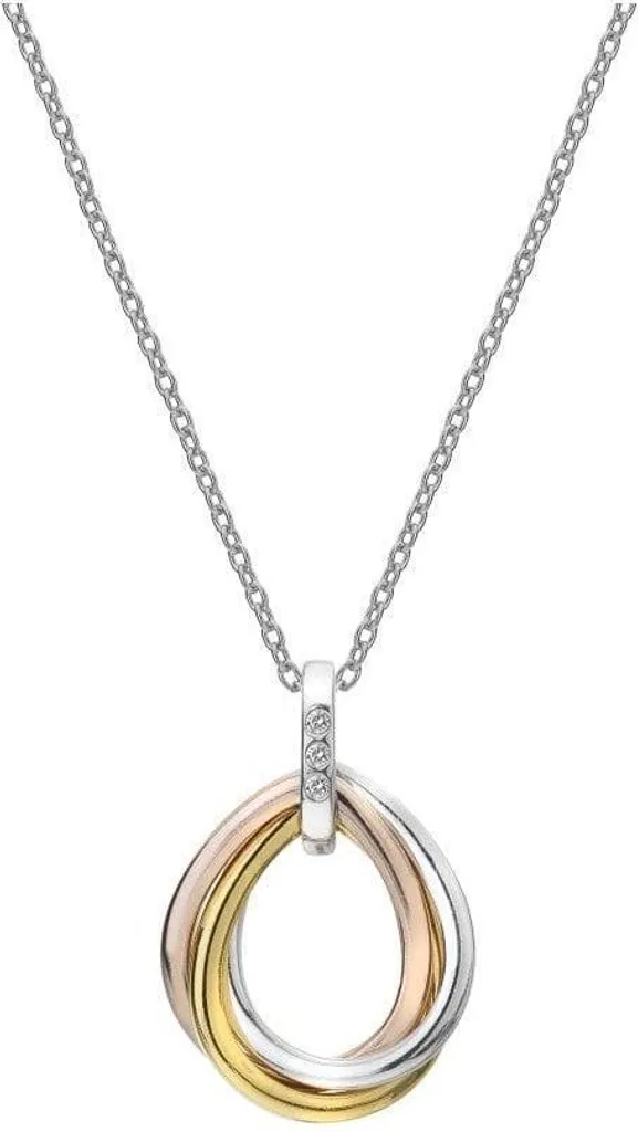Collier Femme Goutte Hot Diamonds Trio en Argent Rhodié et Or Rose