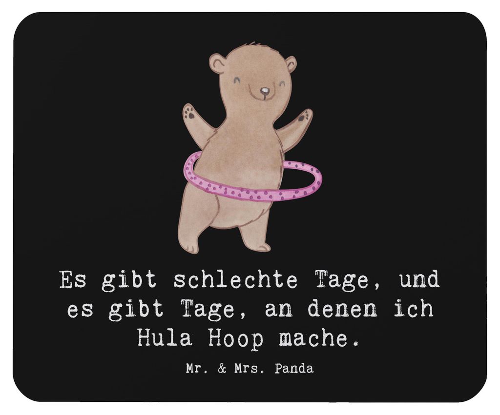 Mr. & Mrs. Panda Mouse Pad Bär Hula Hoop - Schwarz - Geschenk, mauspad laptop, Sport, Fitness, pc mousepad, Training