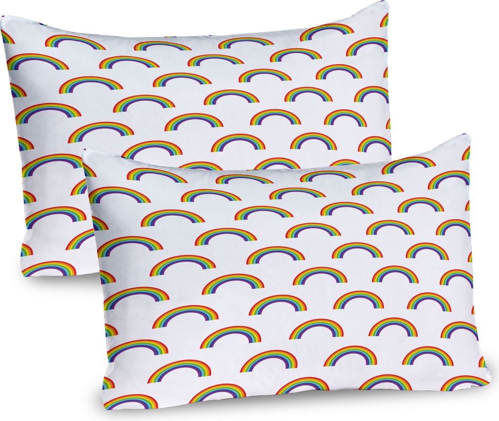 ABAKUHAUS Regenbogen Kissenbezug Packung mit 2, Repetitive Bunte Regenbogen auf einem einfachen Hintergrund LGBT Homosexuell Pride Vielfalt, Dekora...