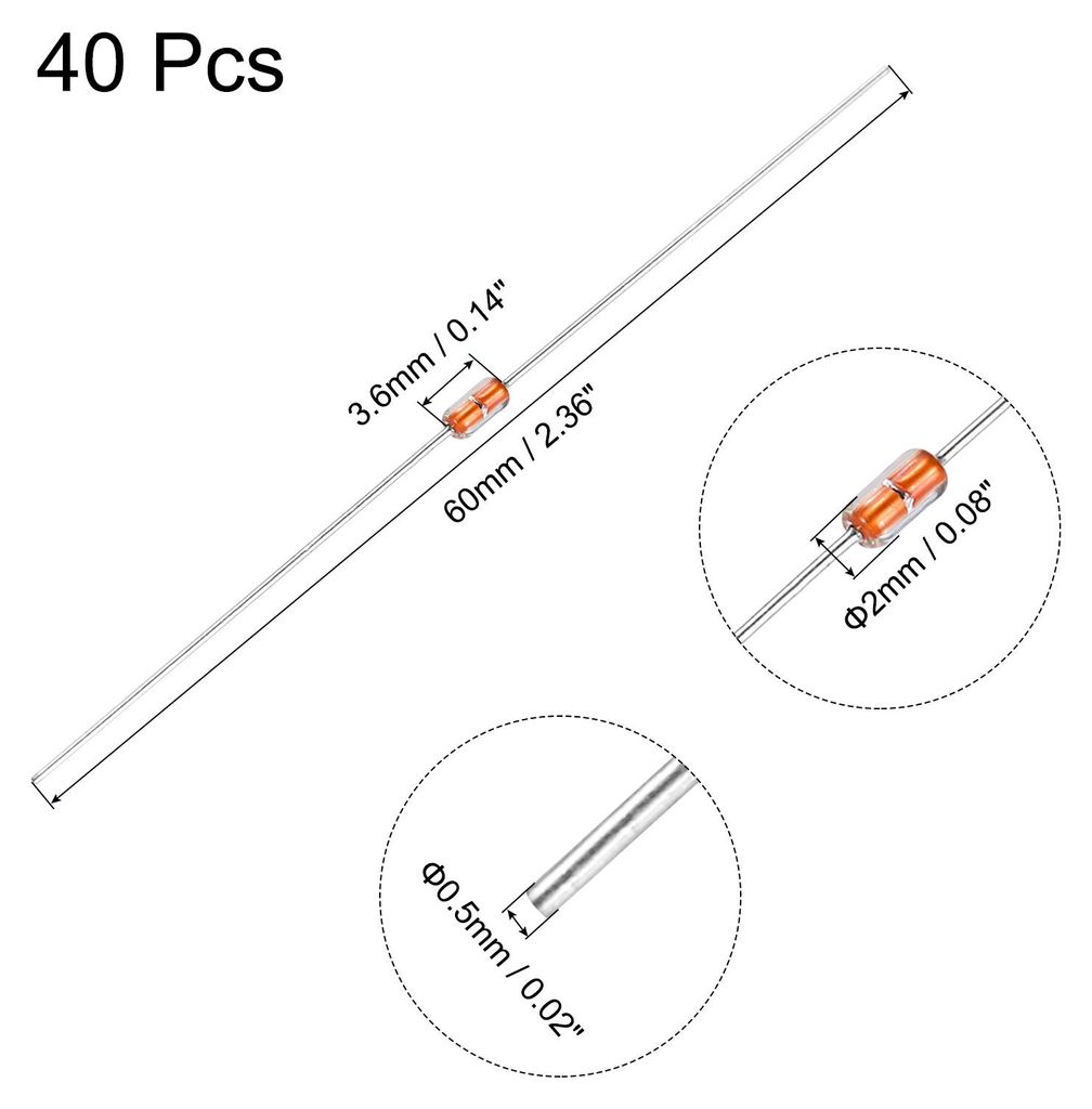 40 Stš¹ck 1K Ohm NTC Widerst?nde Sortiment, MF58 3950B 1% Metallfilm, Wiederstand Set, Thermistor Temperatursensoren