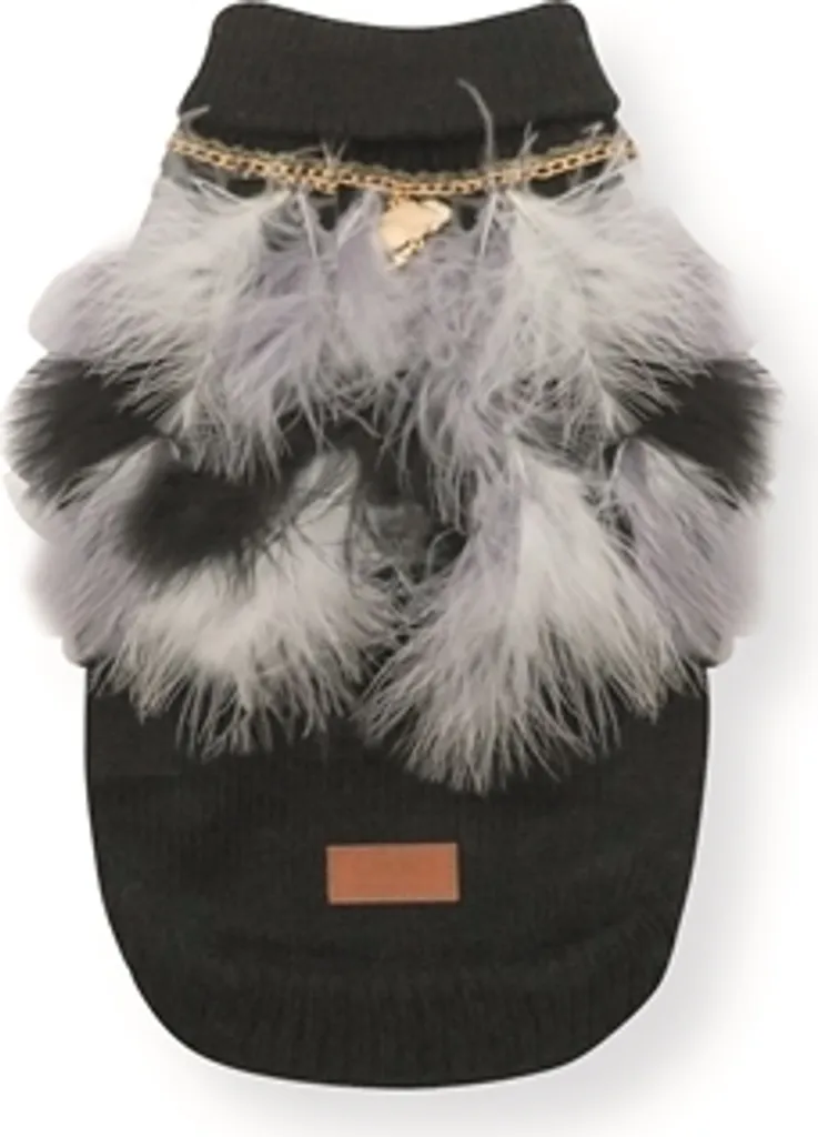 Croci Maglione Cane Piume B/N | Abbigliamento Pet Alta Moda