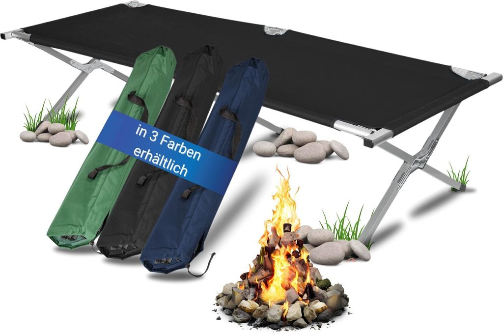 Feldbett klappbar fürs Camping - Bett ist leicht, stabil & schnell aufzubauen - Tragelast bis 130 kg - Gästebett & Camping Liege inkl. Tragetasch...