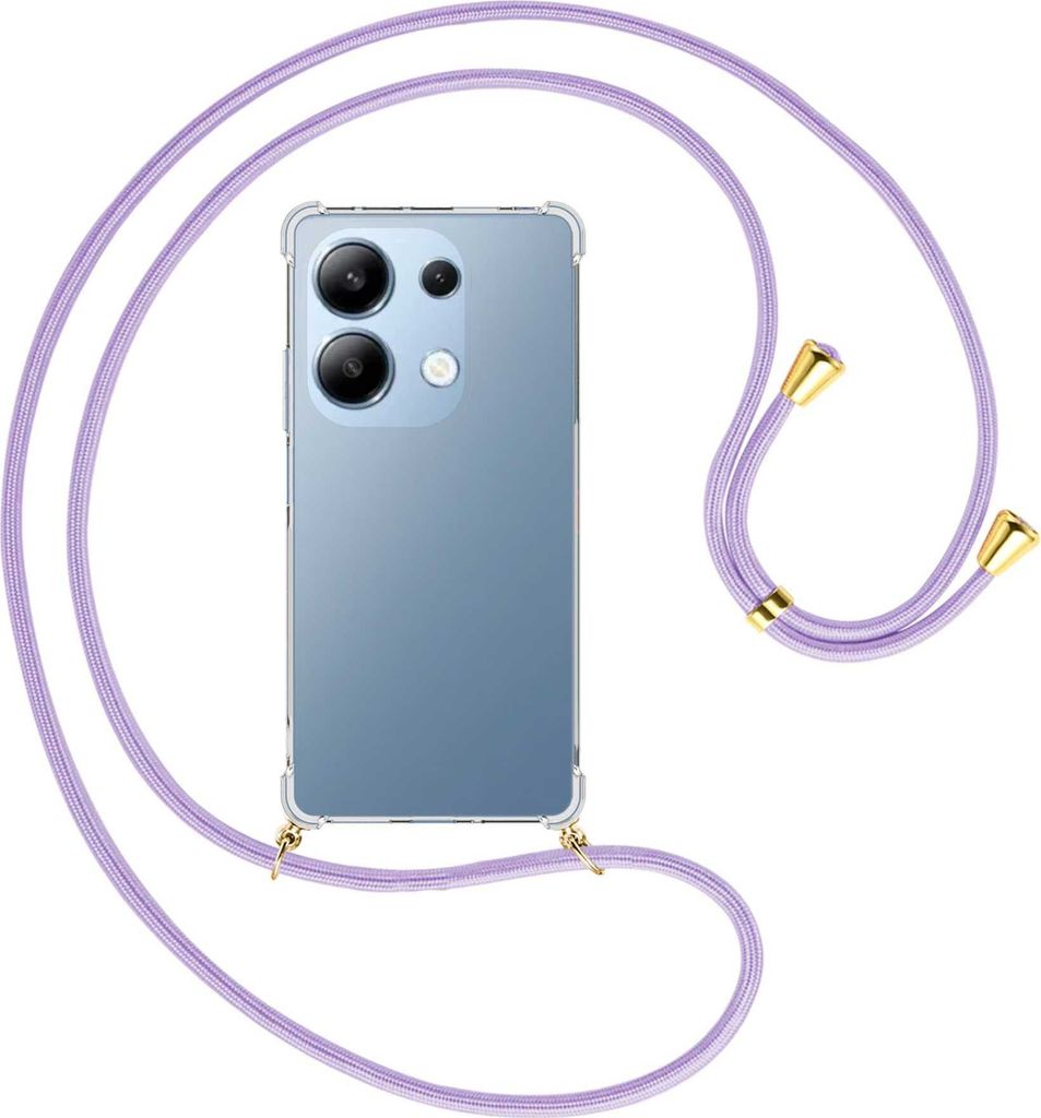 Handykette Backcover-Schutzhülle mit Band (Metall goldfarben) für Xiaomi Redmi Note 13 Pro 4G - violett