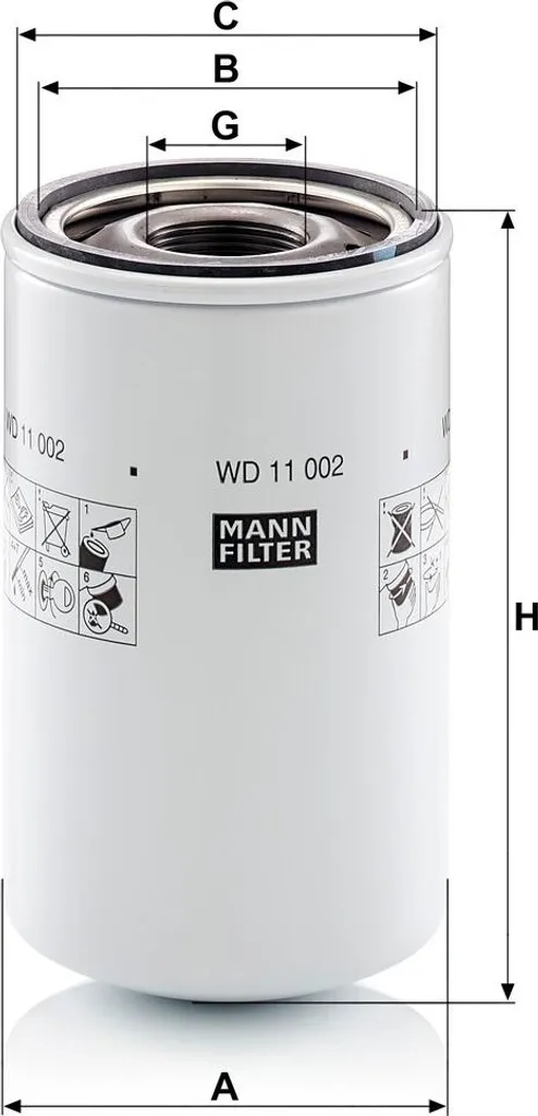 Filtre hydraulique MANN-FILTER WD 11 002 idéal pour matériel agricole