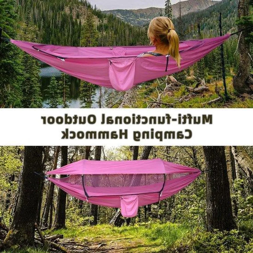 Hamac de camping ultraléger avec abri soleil et filet anti-insectes