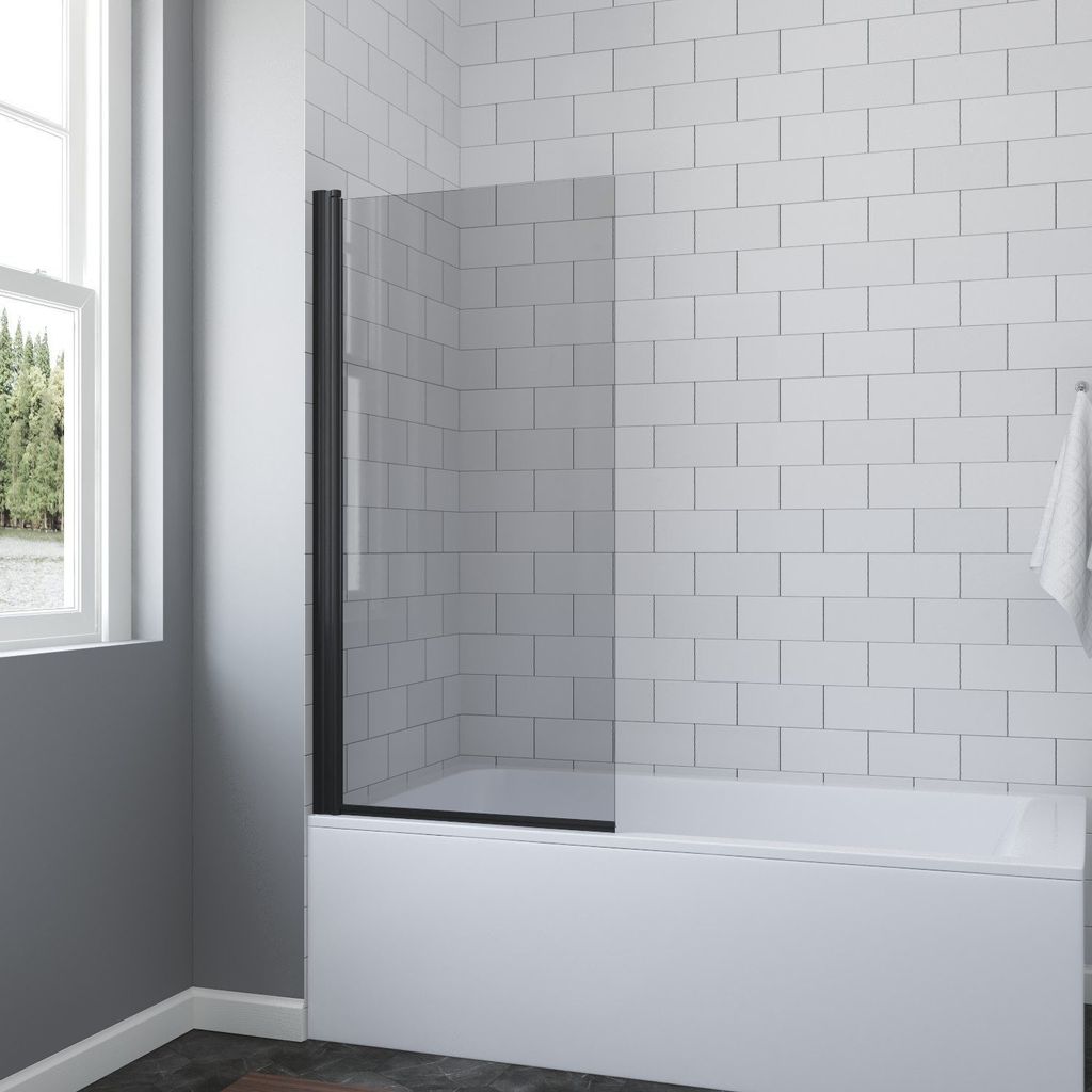 Badewannenaufsatz 70x140cm schwarz Duschtrennwand für Badewanne ohne bohren Duschwand Glas aus 5 mm Einscheiben Sicherheitsglas Nano Beschichtung