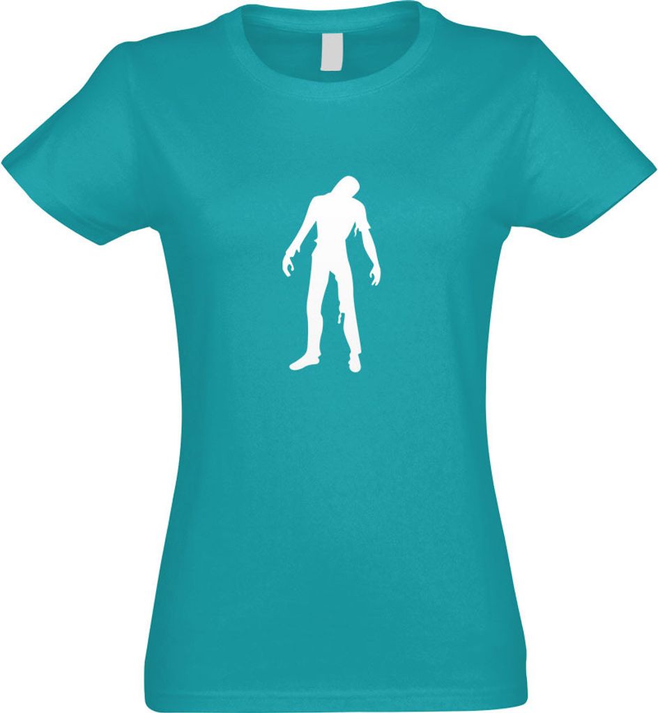 Kiwistar - T-Shirt tailliert - Damen - türkis - Zombie - mit Motiv Bedruckt - Funshirt Design - Sport - Freizeit - Damen - L
