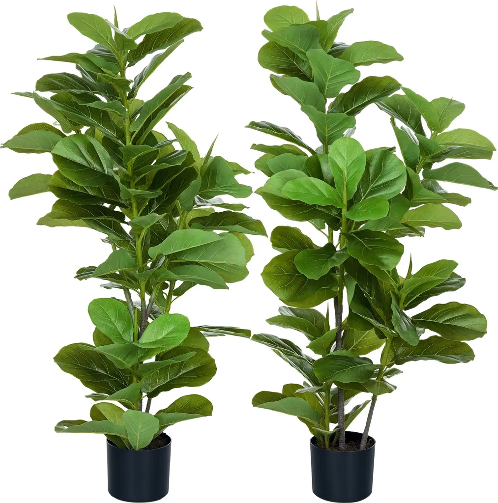 Plante Artificielle 110cm Figuier Artificiel Réaliste avec Pot Lesté