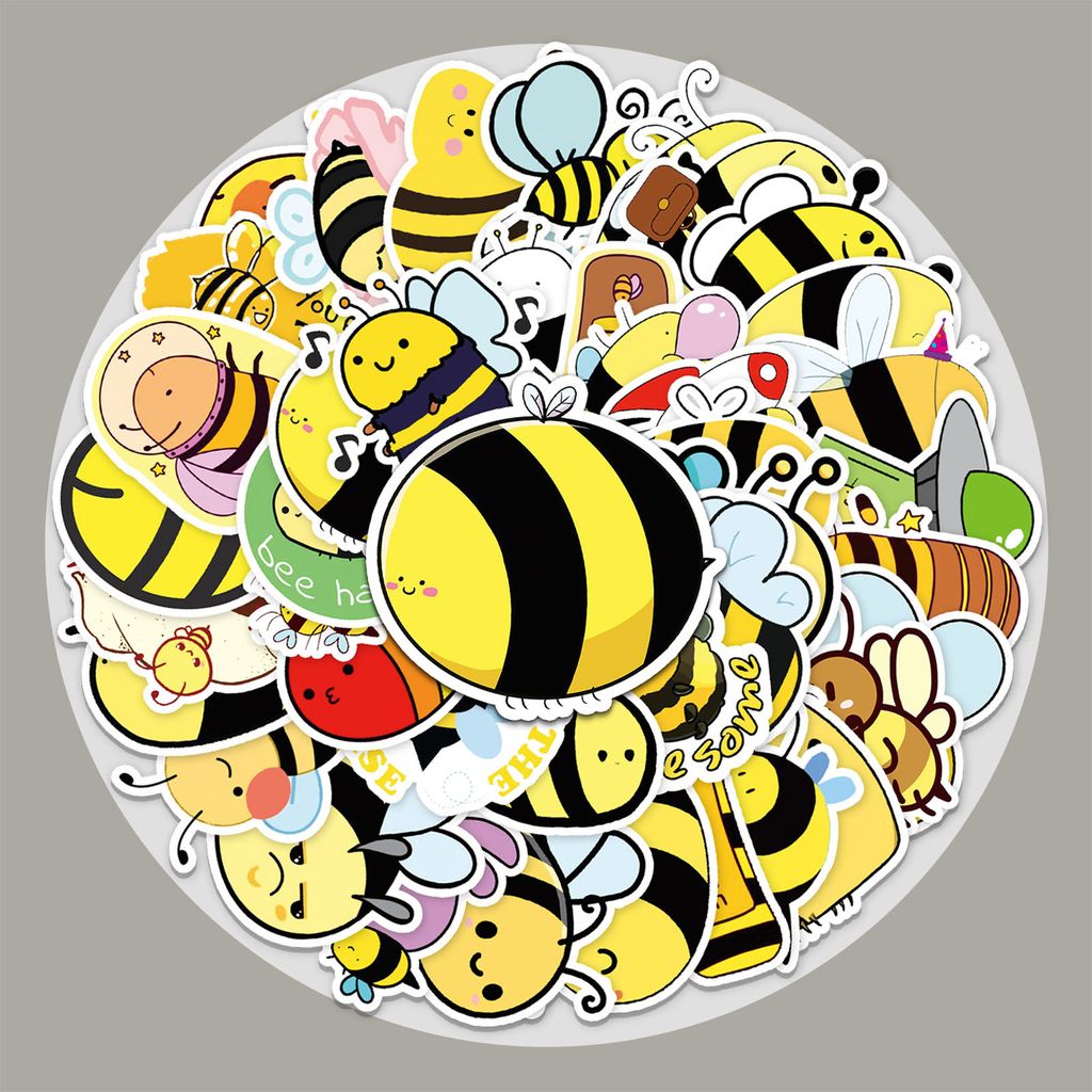 50pcs HoneyBee Aufkleber wasserdicht selbst kleber abnehmbarer Hochviskosität Weites Anwendung Dekorative PVC Cartoon Honigaufkleber Graffiti-Abzi...