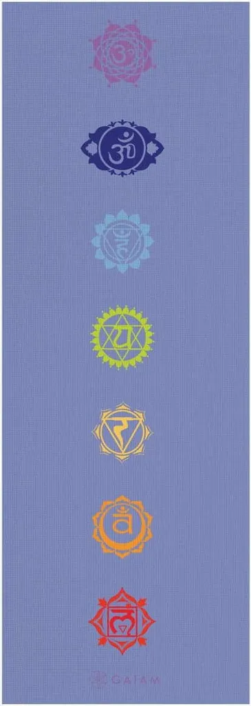 Tapis de Yoga Antidérapant Gaiam 4mm Violet avec Design des Chakras