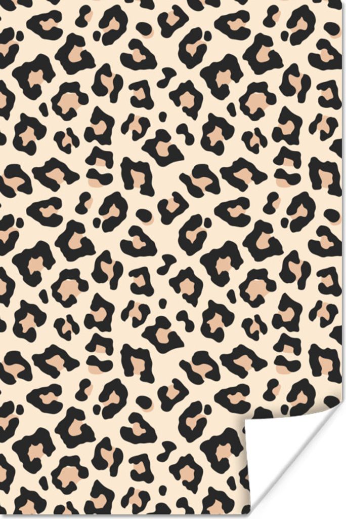 MuchoWow Poster Weiß - Tiermuster - Panther 80x120 cm - Papierdruck