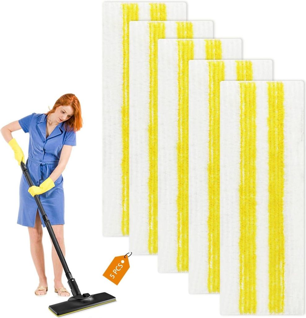 5 Stück Wischmopp Ersatzbezug set, für Kärcher Dampfreiniger EasyFix SC 1, SC 2, SC 3, SC 4, SC 5 Bodendüse Mikrofaser Mop Zubehör, wiederverw...