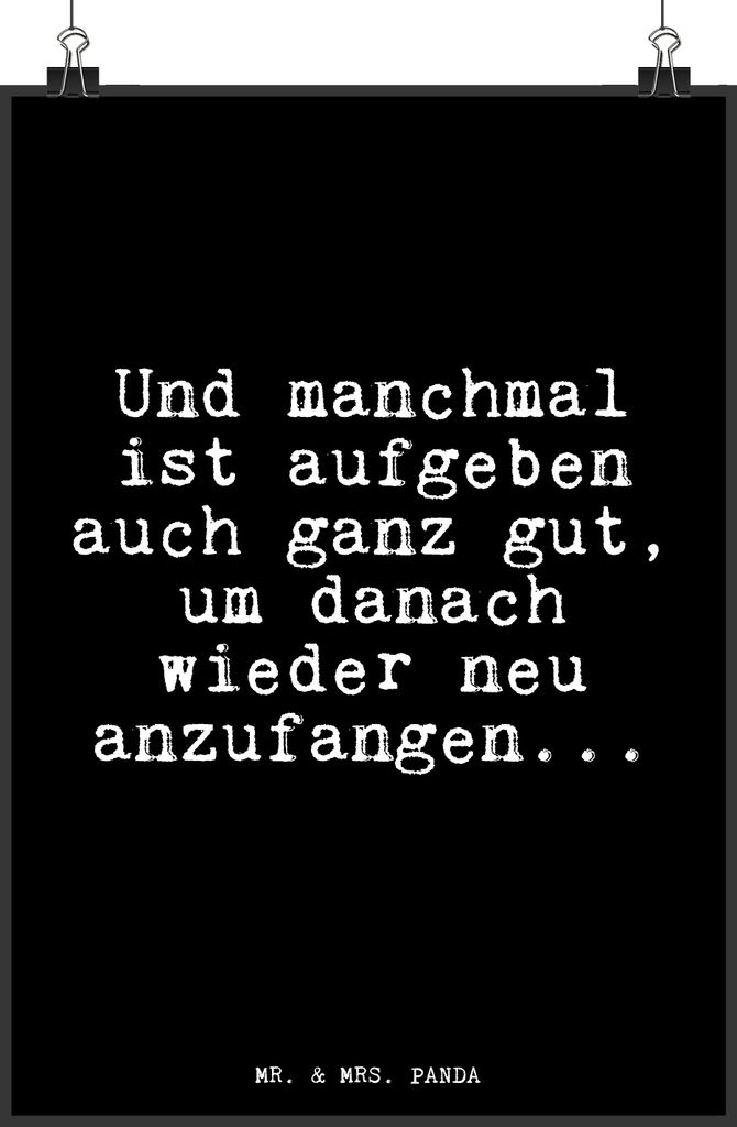 Mr. & Mrs. Panda Bild Und manchmal ist aufgeben... DIN A4 - Produktbild 