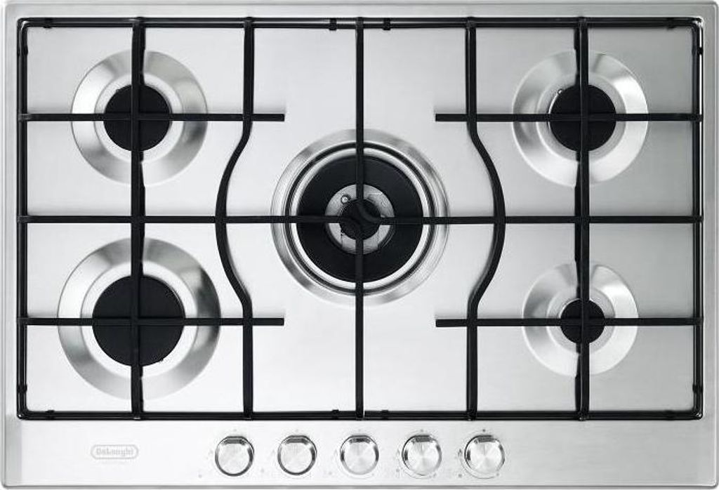 De'Longhi SLF575LX Einbau-Gaskochfeld aus Edelstahl, 75 cm, 5 Brenner