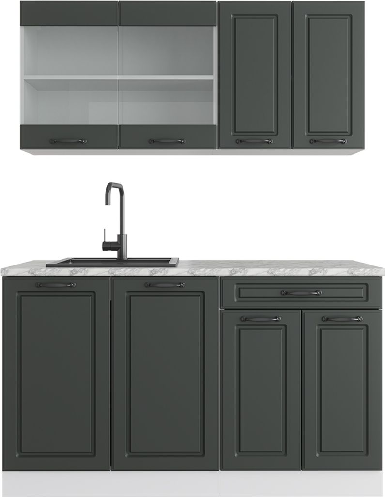 Singleküche Vicco R-Line Anthrazit Landhaus 140 cm ohne Arbeitsplatte, Model 37249