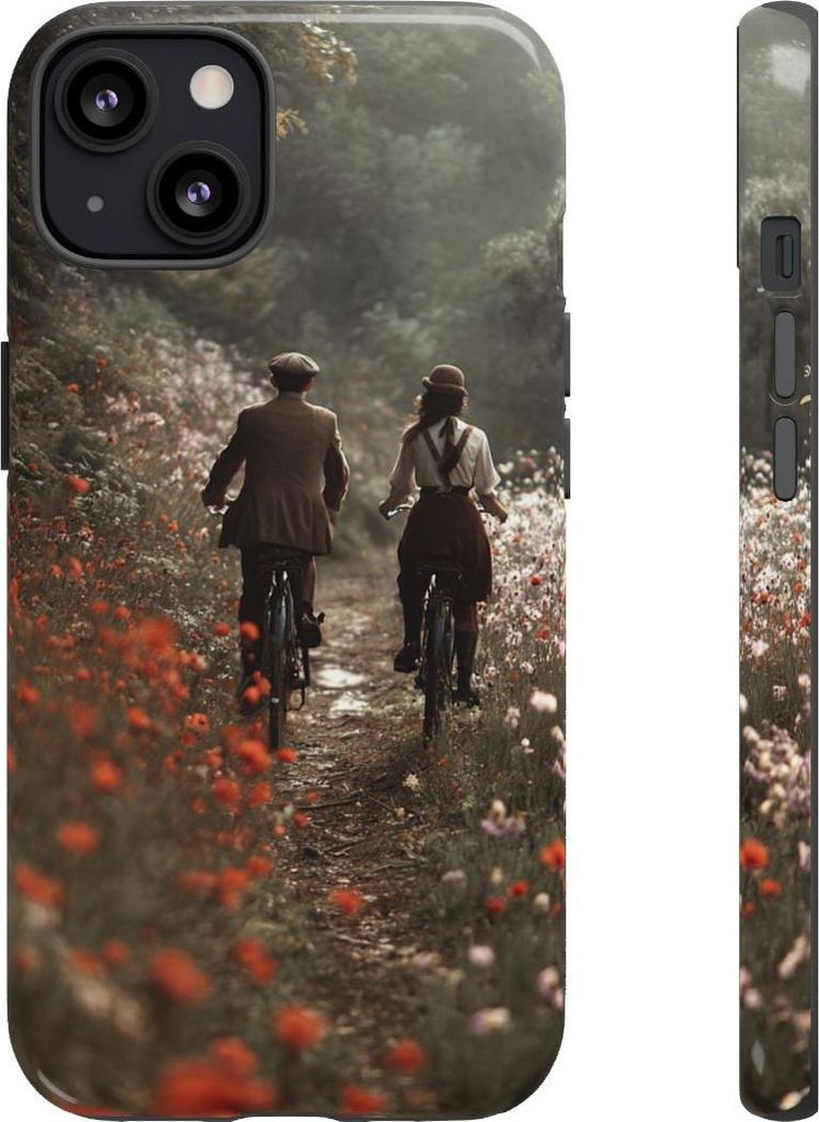 Romantische Fahrradtour durch Blumenmeer – Hülle Kompatibel mit iPhone 13