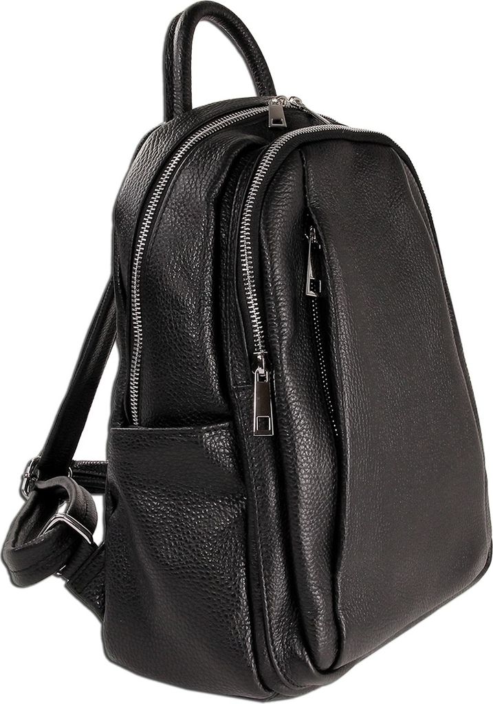 Toscanto Reißverschluss Cityrucksack schwarz Leder ORTM101RS