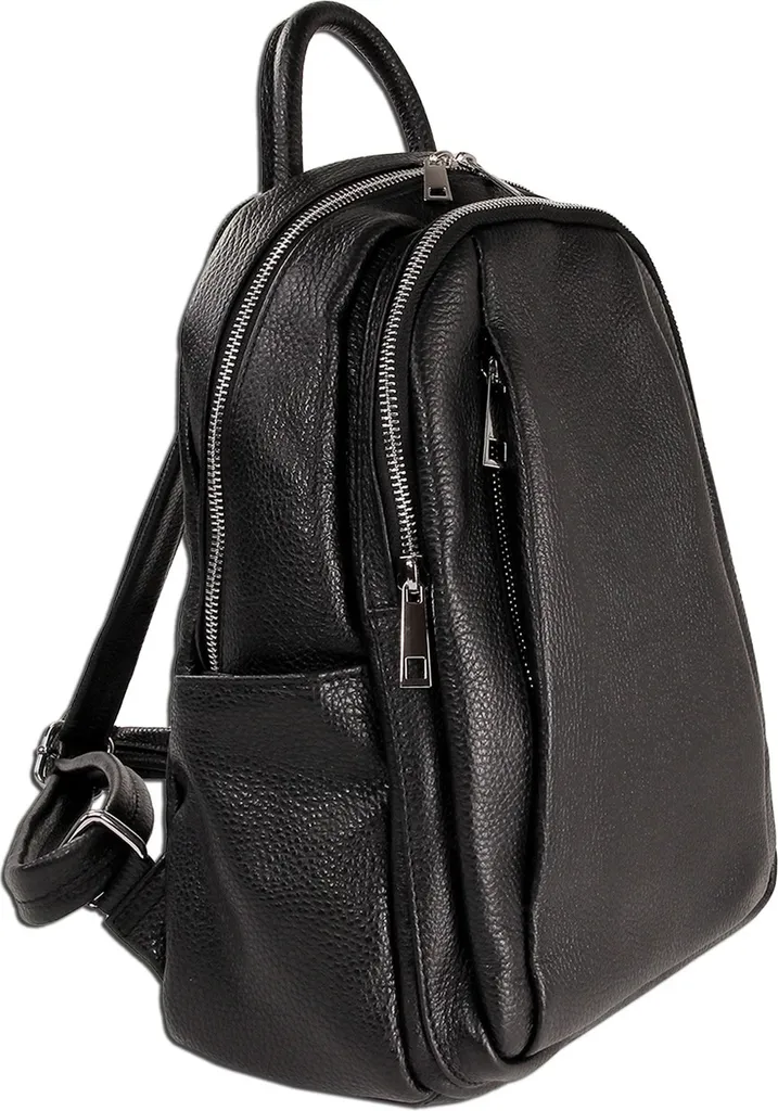 Sac à dos en cuir noir antivol zippé Toscanto pour protéger vos biens
