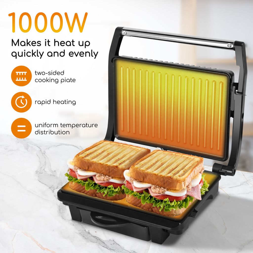 Aigostar - 1000W, kontaktgrill für Sandwiches, Steak und Produktbild 4