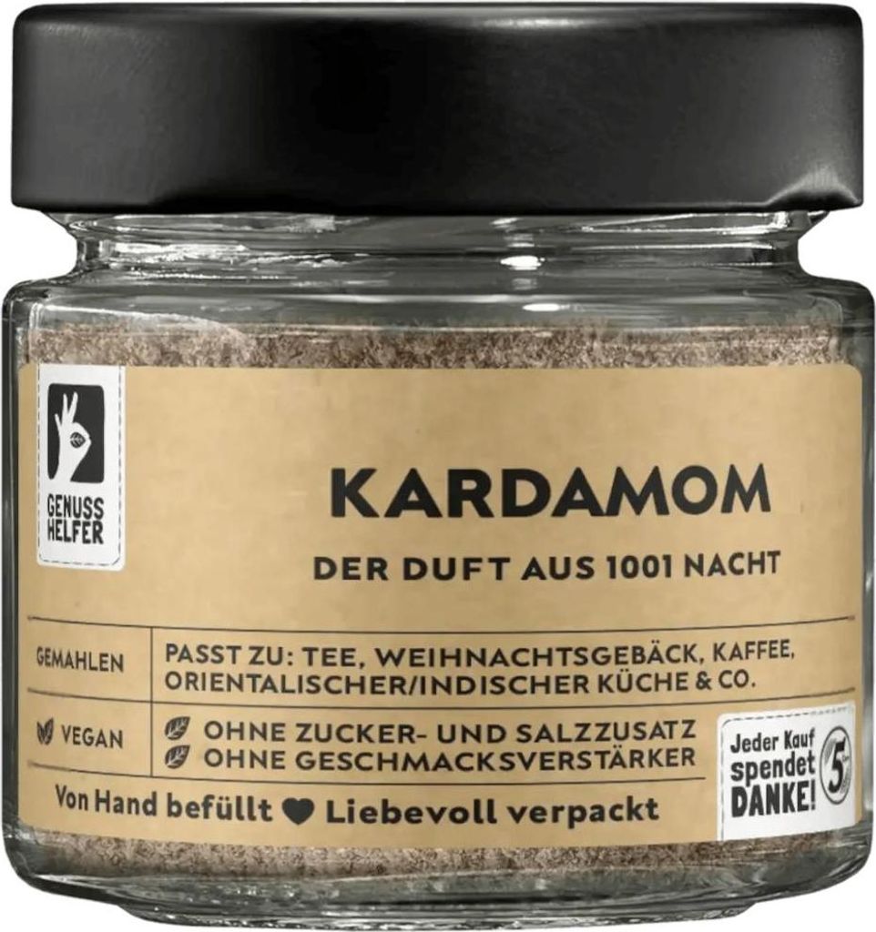 Kardamom, gemahlen, ideal zum Backen, Kochen oder für Tee, 35g im Glas