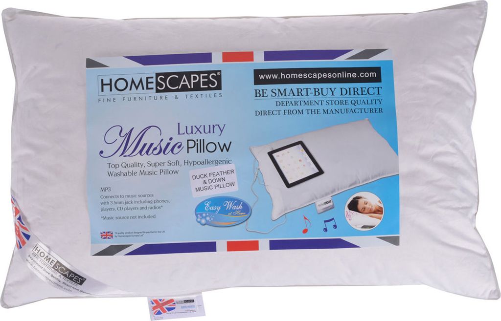 HOMESCAPES Waschbares Musikkissen 48 x 74 cm 85% Entenfedern 15% Daunen