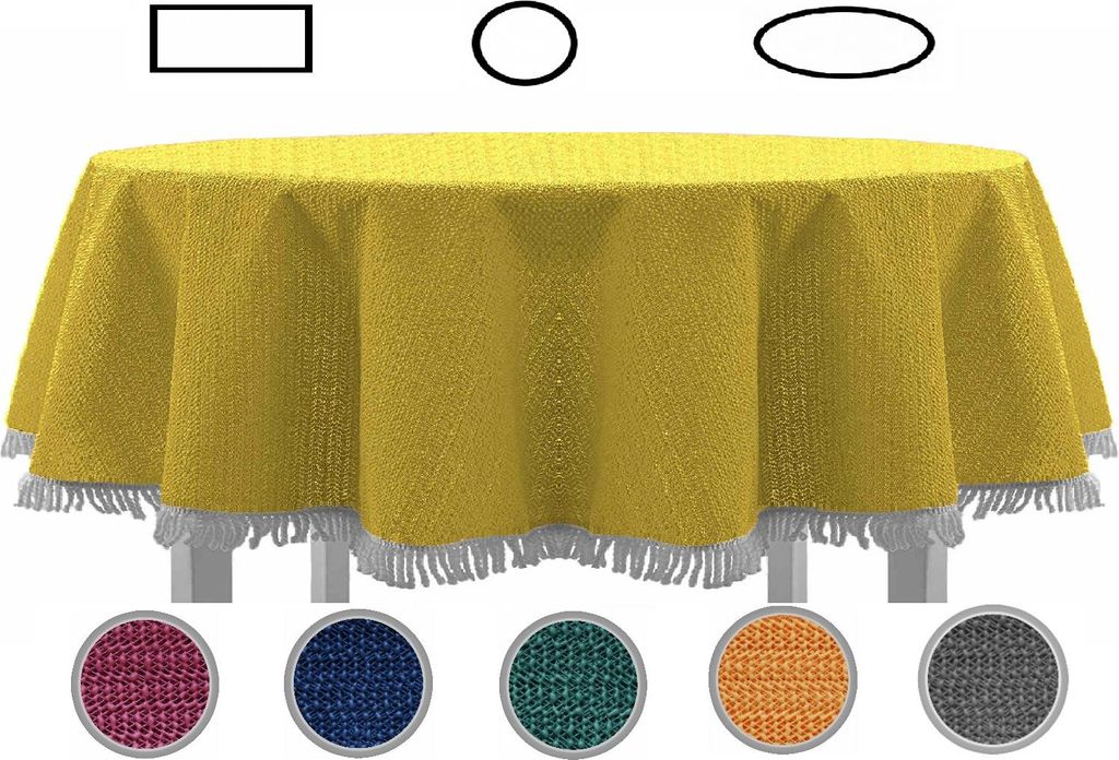 Gartentischdecke mit Fransen Tischdecke rund oval eckig Produktbild 