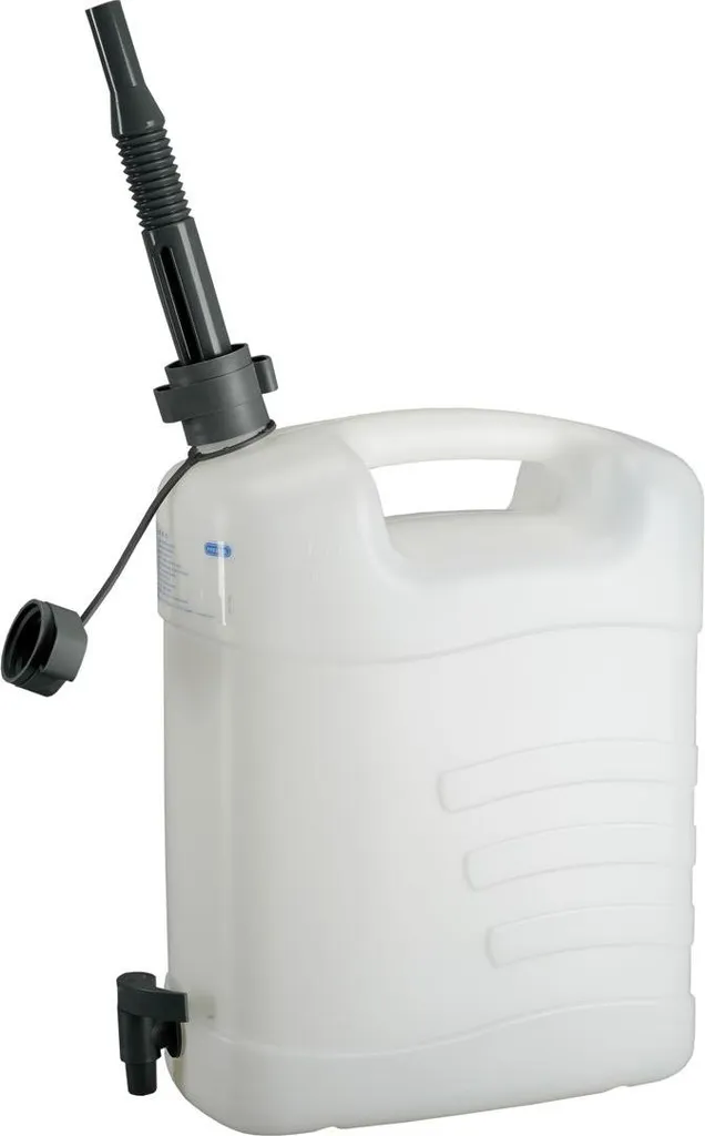Tanica d'acqua combinata HPDE - 15 litri - robusta plastica HDPE - con bocchettone di riempimento e beccuccio