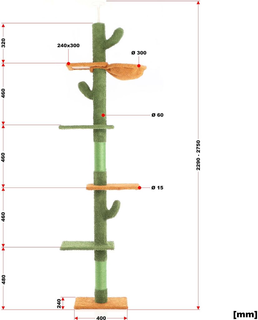 Fudajo Kratzbaum deckenhoch 229–275 cm in Grün, Produktbild 5