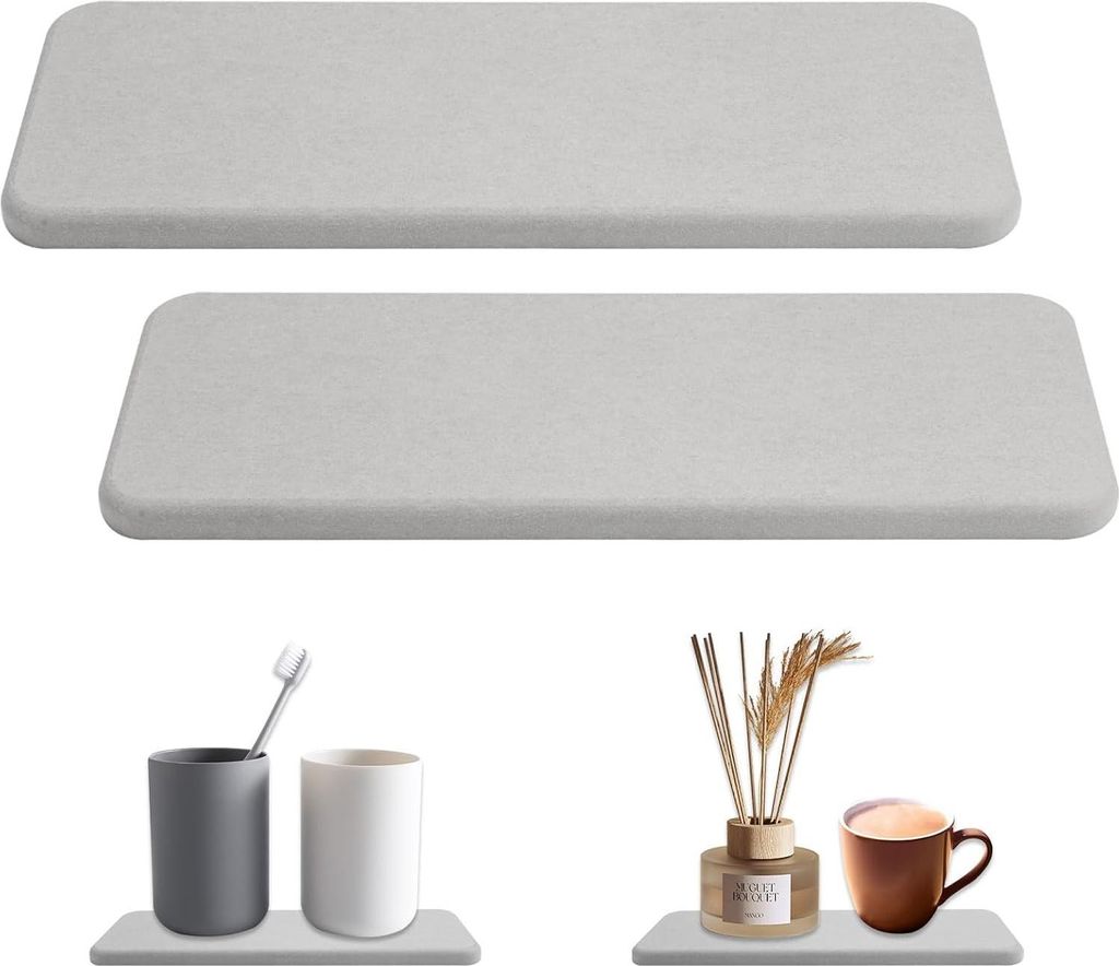 Abtropfmatte 22 x 8 cm - Wasserabsorbierendes Steinablage für die Arbeitsplatte, rutschfester Diatomit Mundspülbecher Untersetzer - Soforttrocknu...