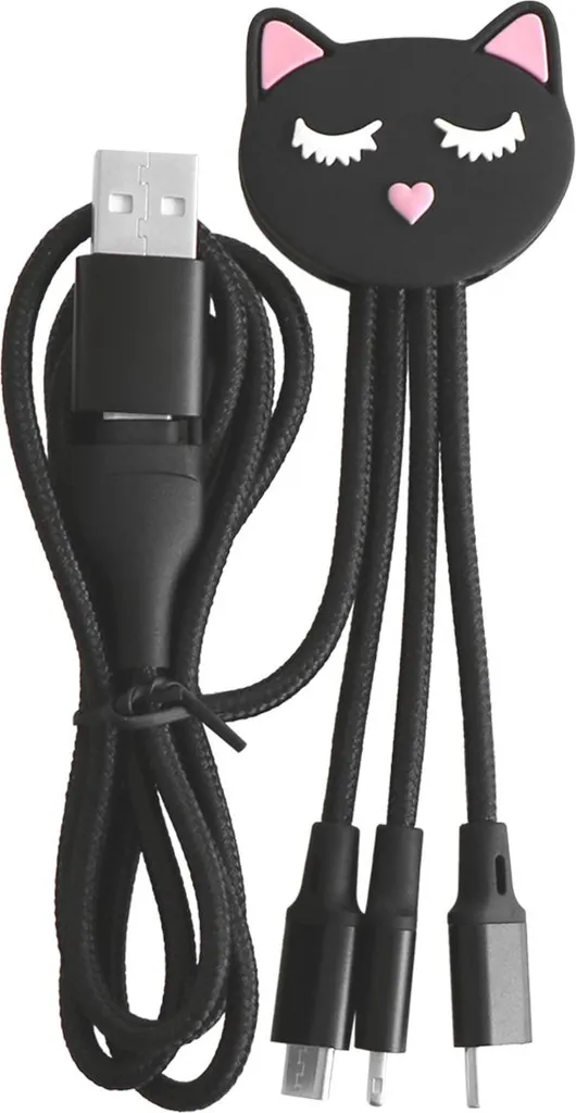 Plus de câbles emmêlés avec ce Multi-chargeur USB-C 1m Chat Noir - 2