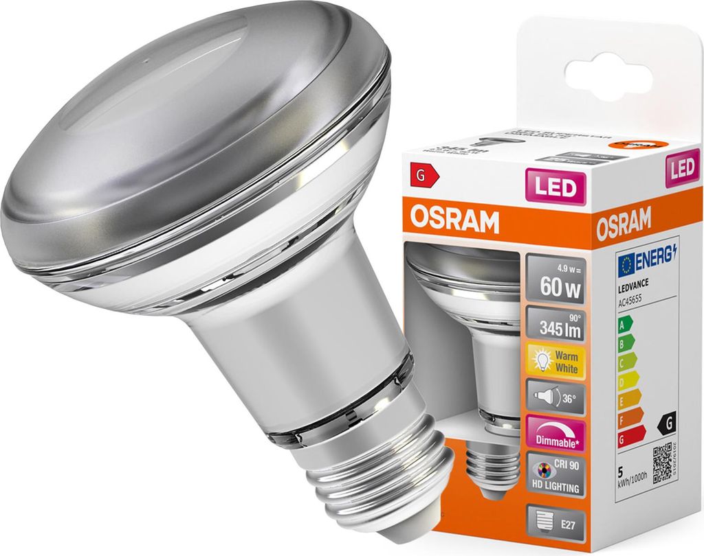 LEDVANCE 4058075126008, 4,9 W, 60 W, E27, 345 lm, 25000 h, Zdjęcie produktu 