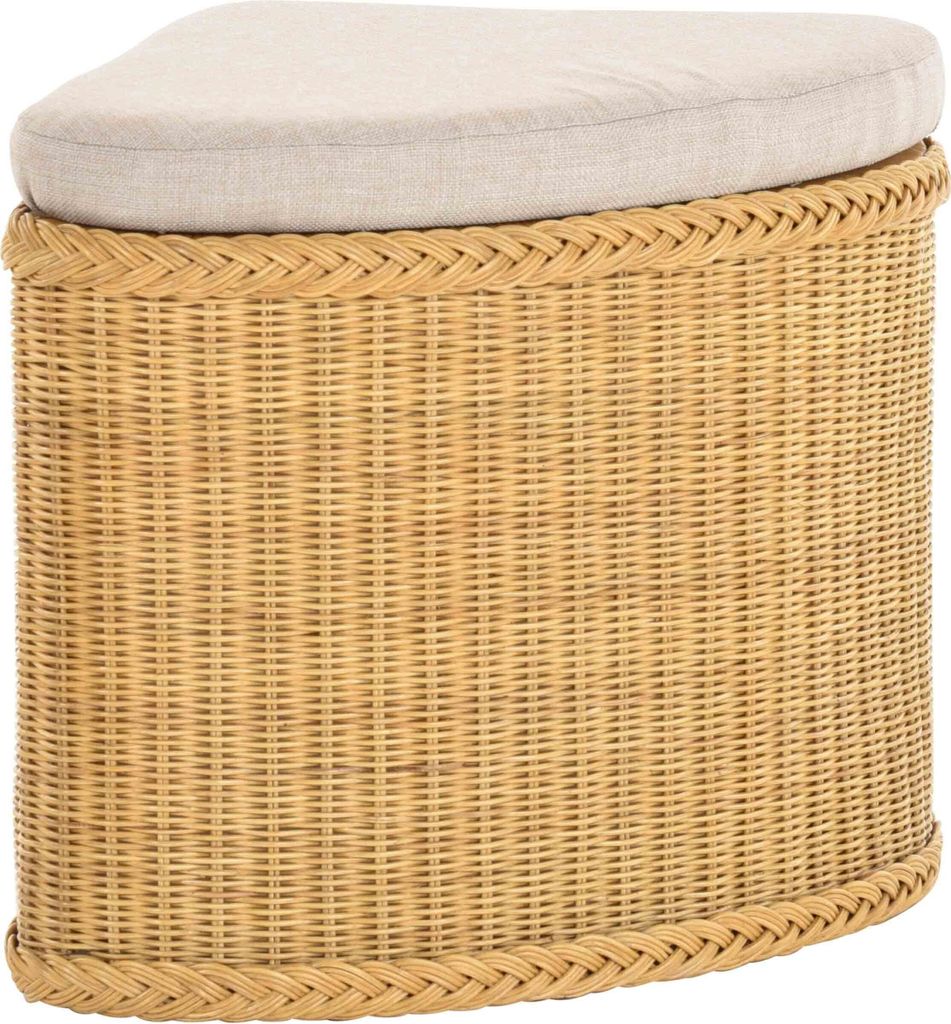 KRINES HOME Rattan Wäschekorb Wäschetruhe Sitz gepolstert Produktbild 