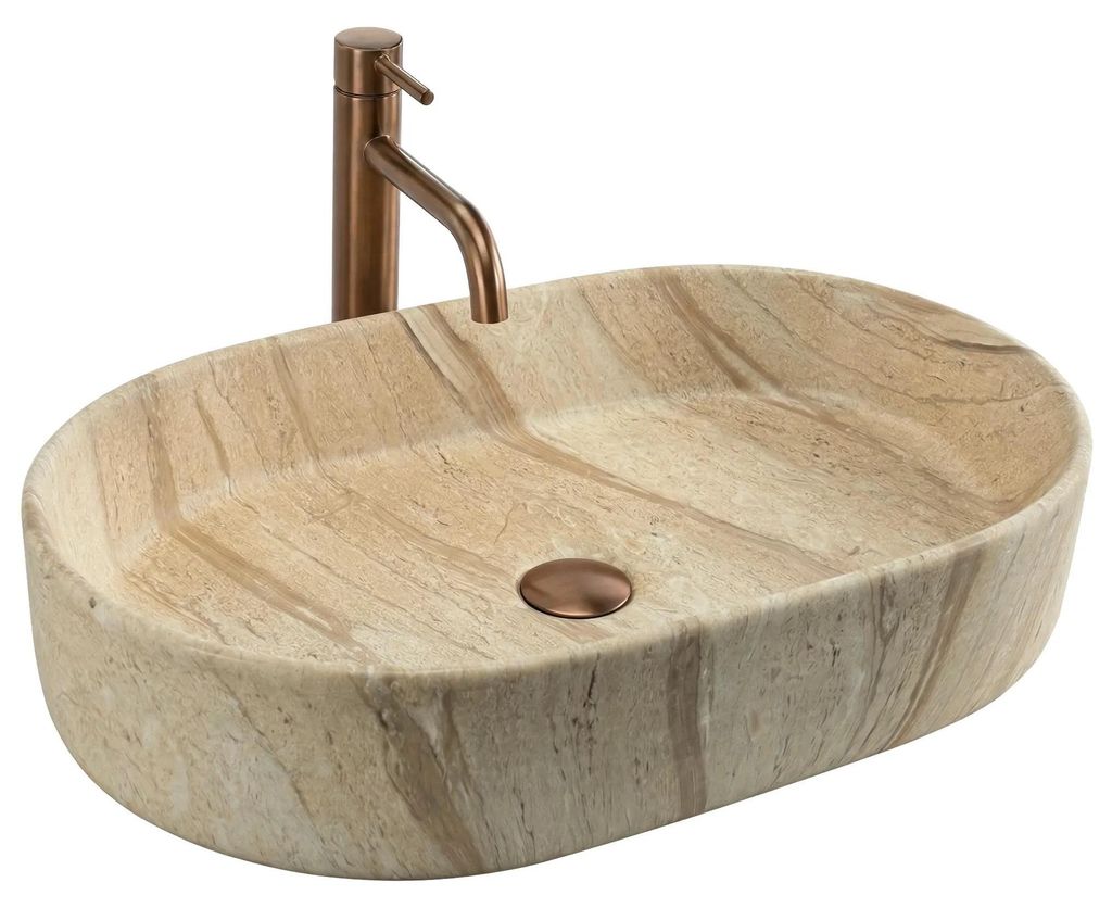 Aufsatzwaschbecken Rea Nadia 60 Beige, Steinimitation Produktbild 