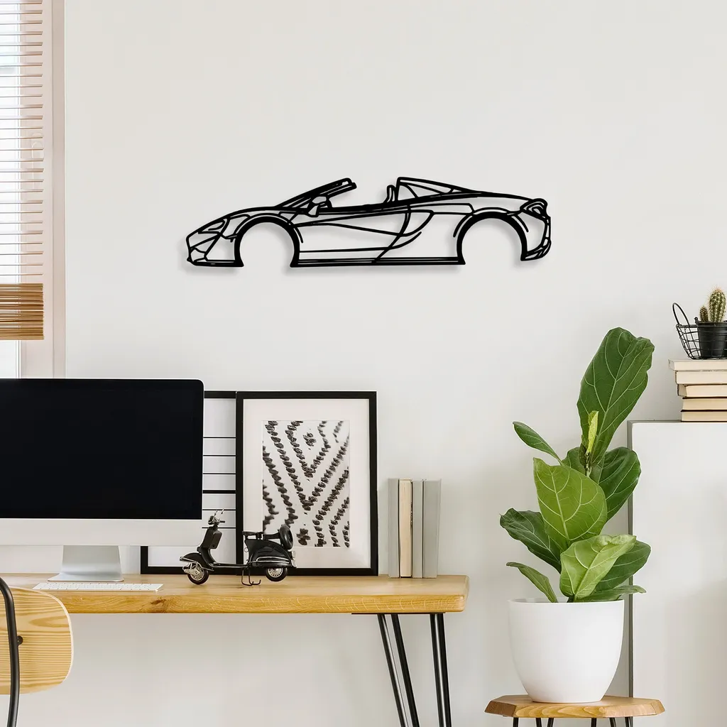 Décoration de Bureau ou Salon Silhouette McLaren 570S Métal Noir - 2