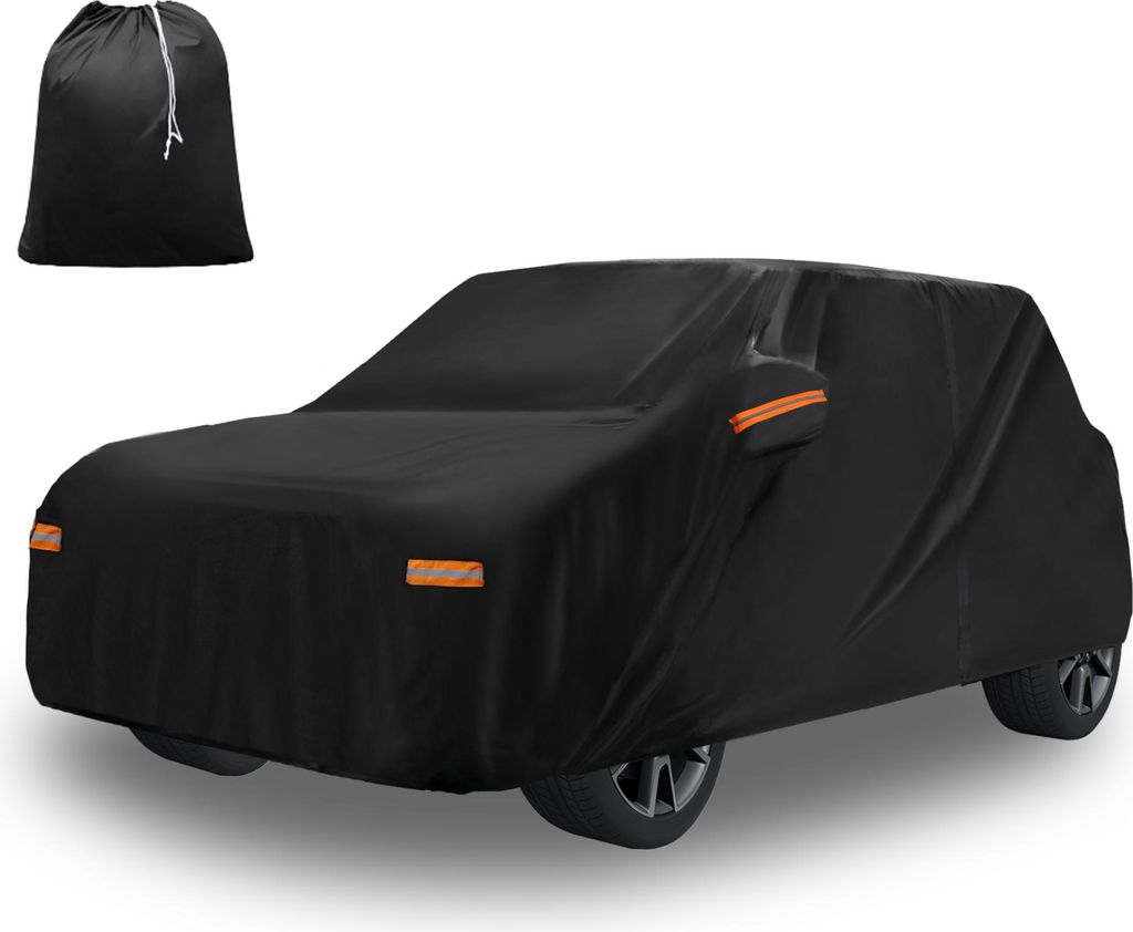 Autoabdeckung 210D-PU Oxford Outdoor Vollgarage Wasserdicht Winddicht Sonnenschutz mit Fahrertš¹r-Rei?verschluss Schwarz fš¹r Mini Cooper 2 Tš...