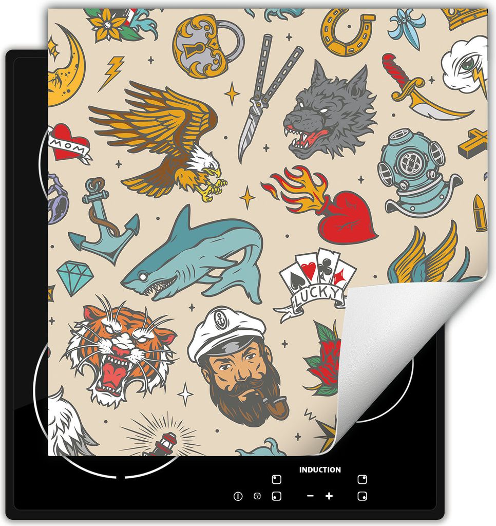 DarHaus Herdabdeckplatte 50x52 cm Anti Rutsch Matte Aufrollbar, Fabel