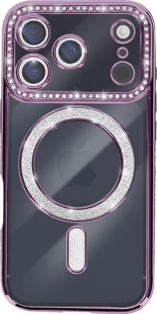 Avizar, Hülle iPhone 17 Pro Max MagSafe-kompatibel mit Strass-Rand, Violett