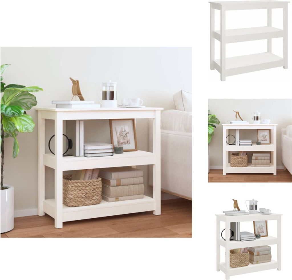 vidaXL Konsolentisch Weiß 80x40x74 cm Massivholz Kiefer - Beistelltische