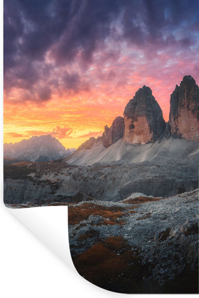 MuchoWow Wandtattoo Wandsticker Wandaufkleber Felsen - Berg - Sonnenuntergang - Landschaft 20x30 cm Selbstklebend und Repositionierbar - Sticker ...