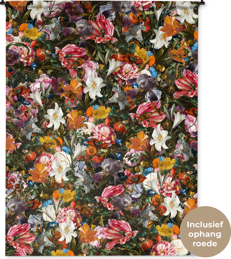 MuchoWow Wandteppich Wandbehang Blumen - Schmetterling - Design - Kunst - Abstrakt - Malerei - Alte Meister 150x200 cm Tapisserie Dekoration Wand...