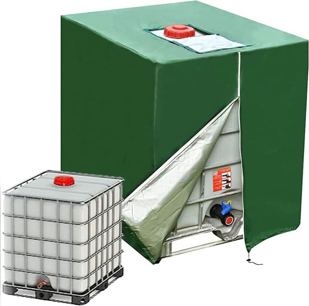 1000L Tankabdeckung, Sonnenschutzplane für IBC-Regenwassertank, staubdicht, Anti-UV, Schutzhülle, grüne Schutzplane (116 x 100 x 120 cm), Garten...
