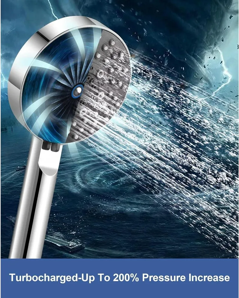 Magichome Soffione Doccia Nero 5 Getti: Risparmio Idrico e Alta Pressione - 5