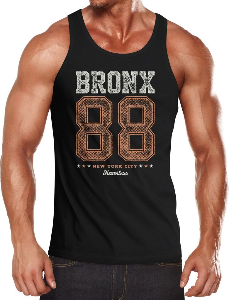 Herren Tank-Top Bronx 88 New York City Muskelshirt Muscle Shirt Neverless schwarz M
