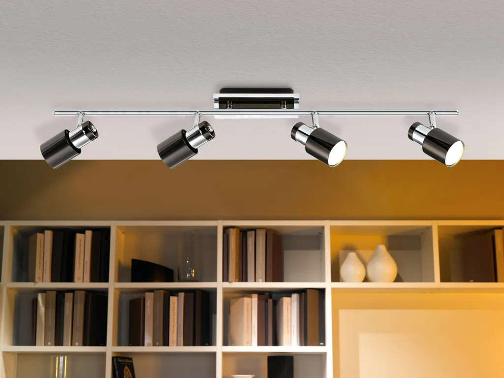 Plafonnier LED DAVIDA 1, 4 spots orientables, design métal de 78cm de long