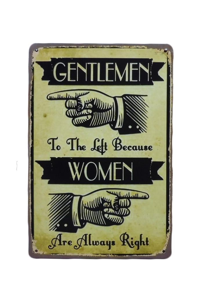Wandplatte - Gentlemen to the left - Wand Dekoration - Metall Sign - Toilettendekoration -Wandschild - Vintage Blechschild