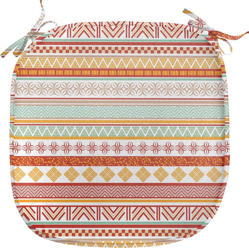 ABAKUHAUS Stammes Polster für Esszimmerstühle, mit Art gestreift, Dekoratives wasserfestes Kissen mit Riemen für Küchensitze, 40 cm x 40 cm, Ma...