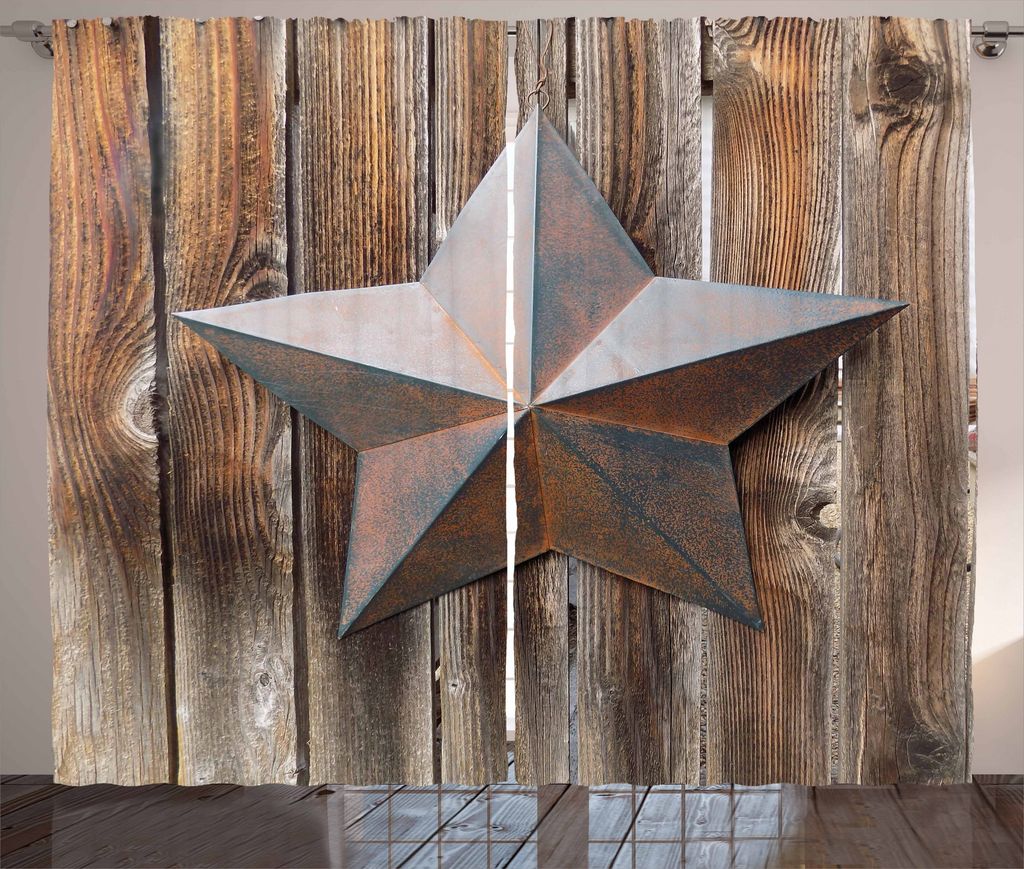 ABAKUHAUS Primitive Land Rustikaler Vorhang, Weinlese-Stern, Wohnzimmer Universalband Gardinen mit Schlaufen und Haken, 280 x 175 cm, Braun