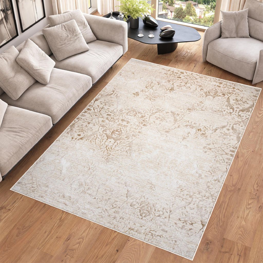 Tapiso Teppich HERA Modern Creme Beige Wohnzimmer Schlafzimmer 80 x 150 cm