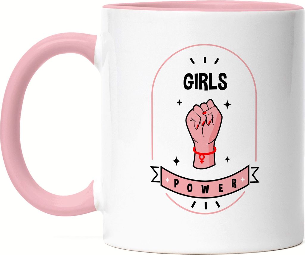 Girls Power Tasse Rosa Spruch Geschenk für Superheldinnen Women Power Frauentag Feminismus